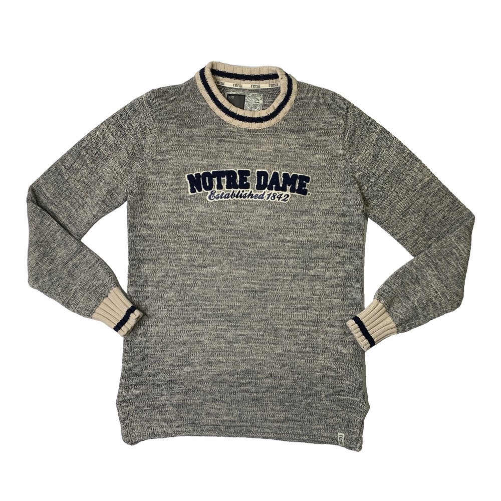 Notre Dame‎ Fighting Irish Sweater Mens L Large Textured Knit Cotton Renu Bruzer
